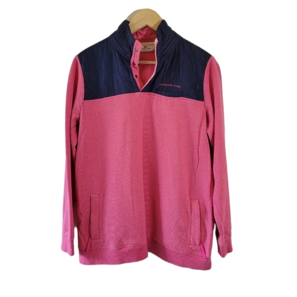 Vineyard Vines Performance Pink Navy Pullover Sweatshirt Sz M Athleisure Outdoor - Picture 1 of 12